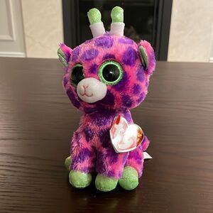 2017 Ty Beanie Boos Gilbert the Pink Purple & Green Giraffe 6” NWT plush Toy